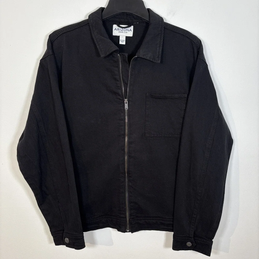 Arizona Jean Co Denim Jacket Mens Large Black Trucker Barn Cotton Classic